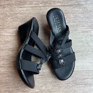 Floral Rhinestone Wedge Sandals